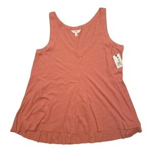 Terra & Sky Womens Plus Size 0X 14W Coral Pink V-Neck Babydoll Tank Top Shirt